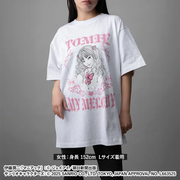 伊藤潤二・サンリオキャラクターズ ストーンTシャツ ギャル富江 (富江・マイメロディ)